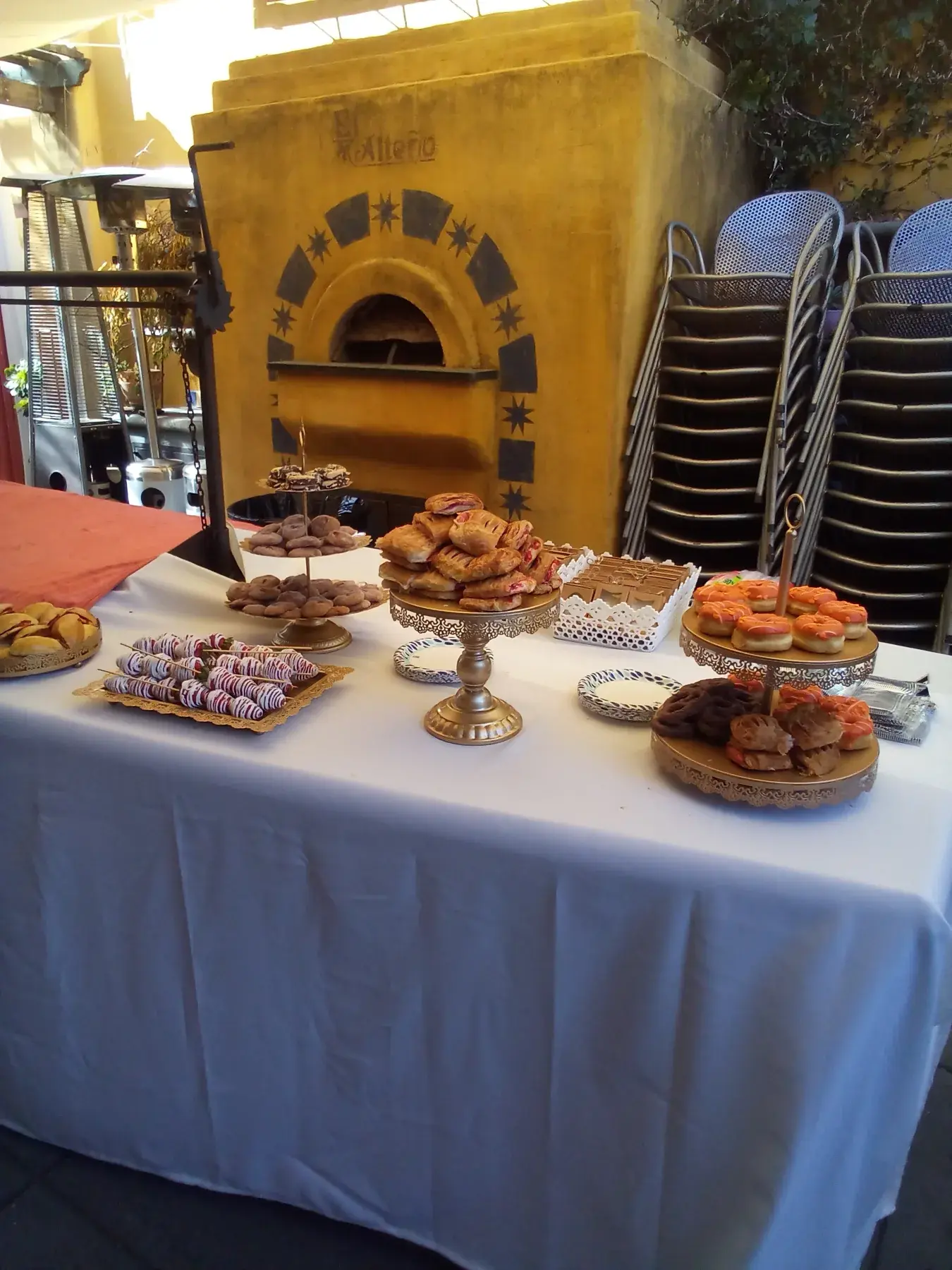A decorated event backdrop ready for guests.
